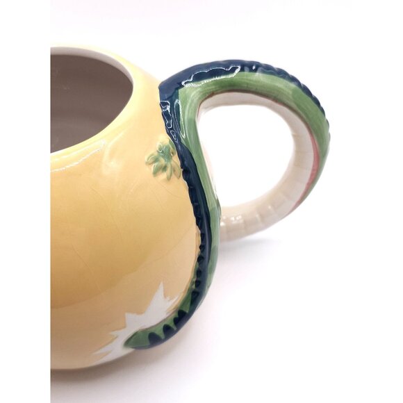 Dragon-Themed Ceramic Mug With Textured Handle & Embossed Design 12 Oz Yellow & - Picture 3 of 9